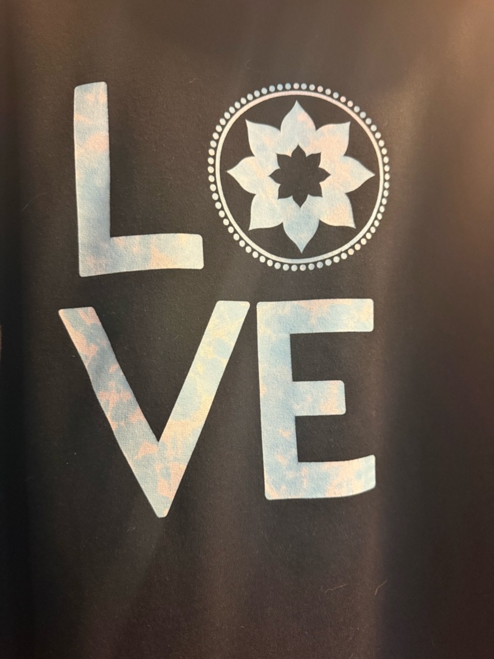LOVE Graphic Black Hoodie with Light Blue Print